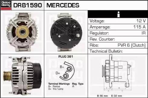 Remy DRB1590 - Alternator autospares.lv