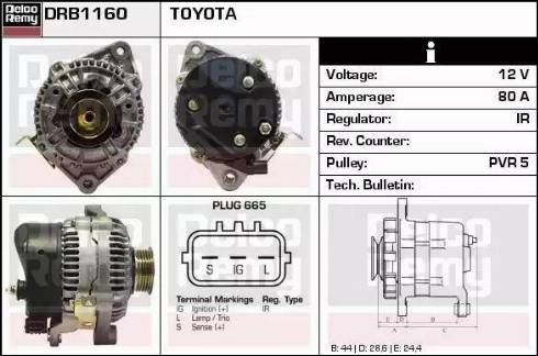 Remy DRB1160 - Alternator autospares.lv