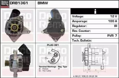 Remy DRB1361 - Alternator autospares.lv