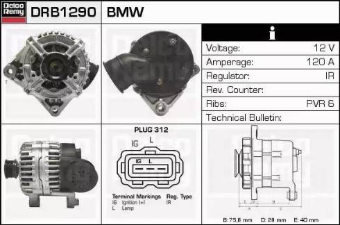 Remy DRB1290 - Alternator autospares.lv