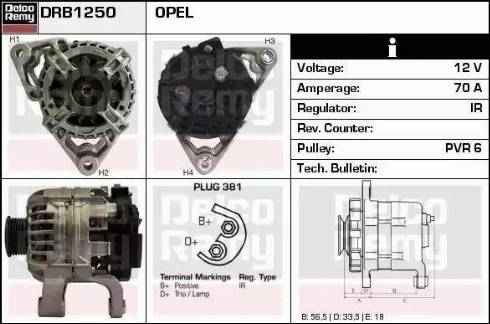 Remy DRB1250 - Alternator autospares.lv