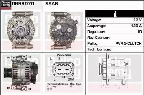 Remy DRB8070 - Alternator autospares.lv