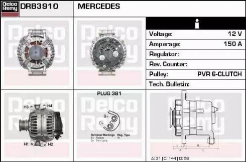 Remy DRB3910 - Alternator autospares.lv