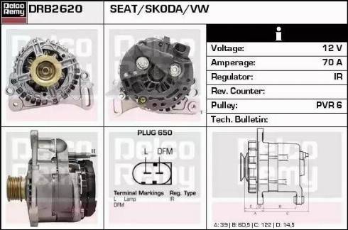 Remy DRB2620 - Alternator autospares.lv