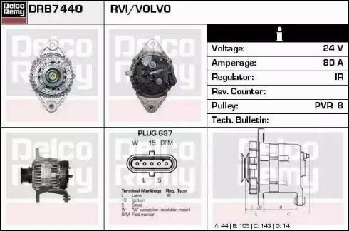 Remy DRB7440 - Alternator autospares.lv