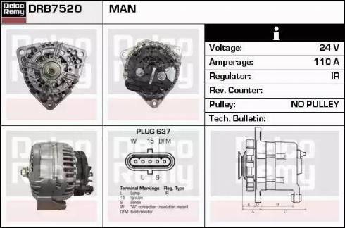 Remy DRB7520 - Alternator autospares.lv