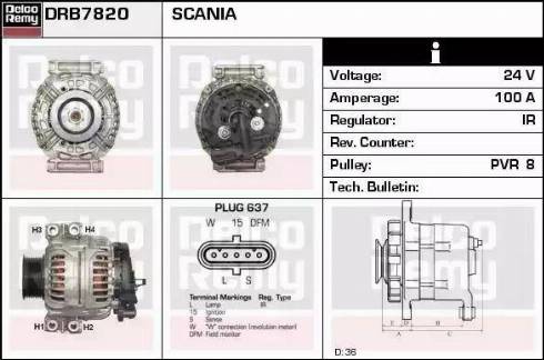 Remy DRB7820 - Alternator autospares.lv