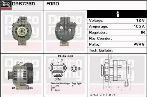 Remy DRB7260 - Alternator autospares.lv