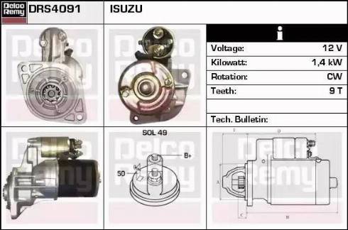 Remy DRS4091 - Starter autospares.lv