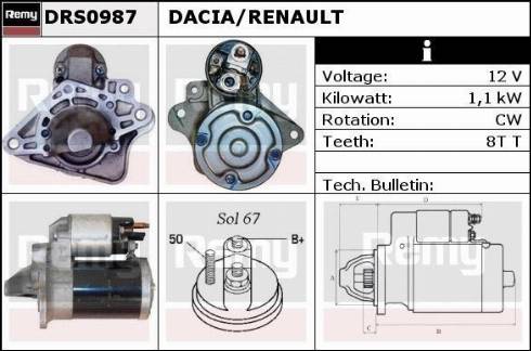 Remy DRS0987 - Starter autospares.lv