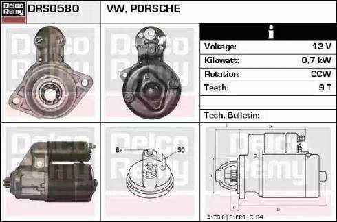 Remy DRS0580 - Starter autospares.lv