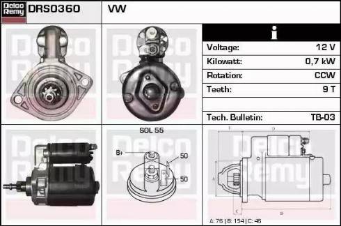 Remy DRS0360 - Starter autospares.lv