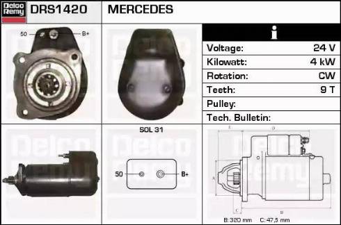 Remy DRS1420 - Starter autospares.lv