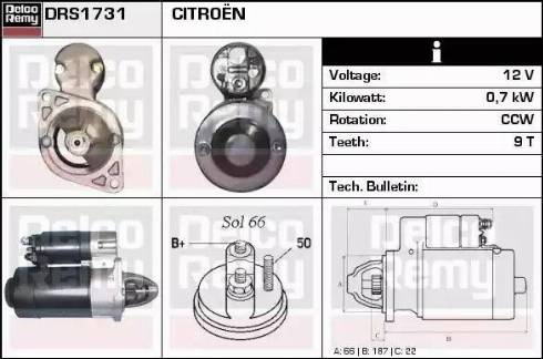 Remy DRS1731 - Starter autospares.lv