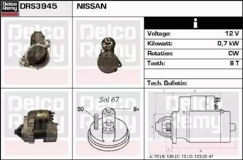 Remy DRS3945 - Starter autospares.lv