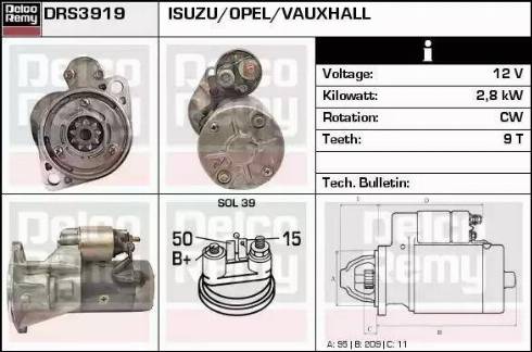 Remy DRS3919 - Starter autospares.lv