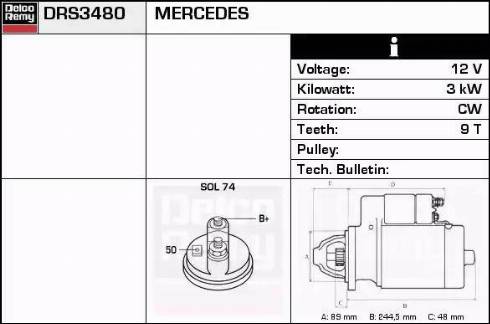 Remy DRS3480 - Starter autospares.lv