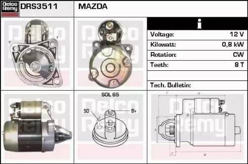 Remy DRS3511 - Starter autospares.lv