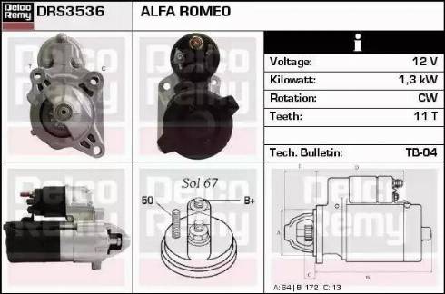 Remy DRS3536 - Starter autospares.lv