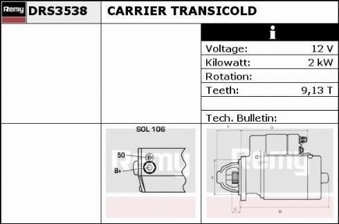 Remy DRS3538 - Starter autospares.lv