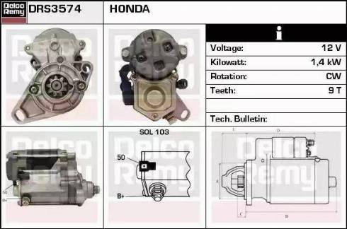 Remy DRS3574 - Starter autospares.lv