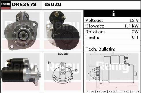 Remy DRS3578 - Starter autospares.lv