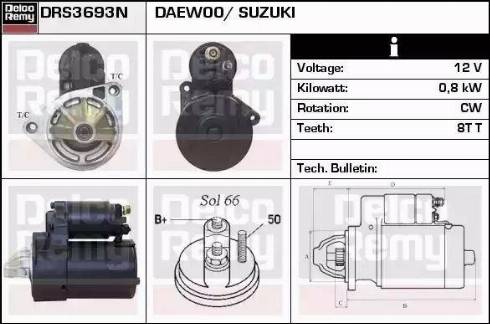 Remy DRS3693N - Starter autospares.lv