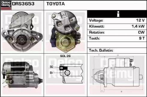 Remy DRS3653 - Starter autospares.lv