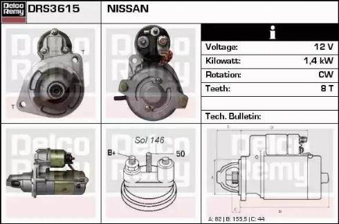 Remy DRS3615 - Starter autospares.lv