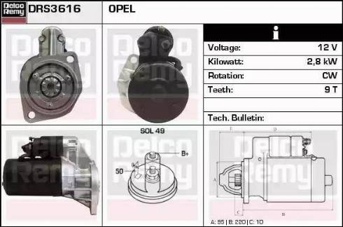 Remy DRS3616 - Starter autospares.lv