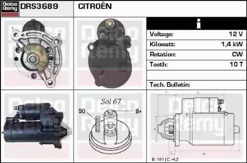 Remy DRS3689 - Starter autospares.lv