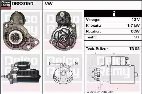 Remy DRS3050 - Starter autospares.lv