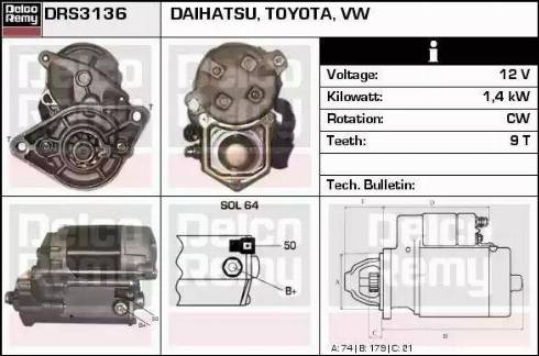 Remy DRS3136 - Starter autospares.lv