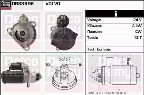 Remy DRS3898 - Starter autospares.lv