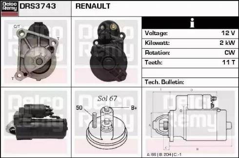 Remy DRS3743 - Starter autospares.lv