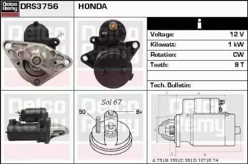 Remy DRS3756 - Starter autospares.lv