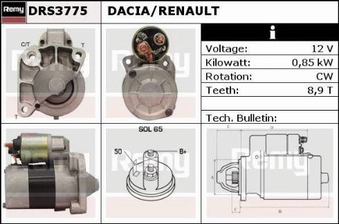 Remy DRS3775X - Starter autospares.lv