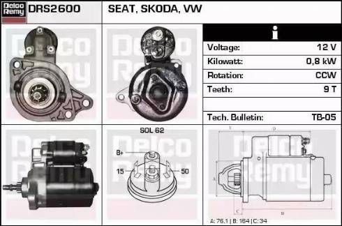 Remy DRS2600 - Starter autospares.lv