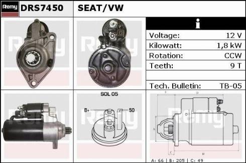 Remy DRS7450X - Starter autospares.lv