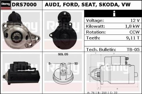 Remy DRS7000X - Starter autospares.lv