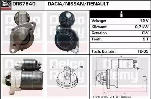 Remy DRS7840 - Starter autospares.lv