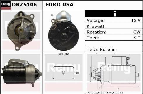 Remy DRZ5106 - Starter autospares.lv