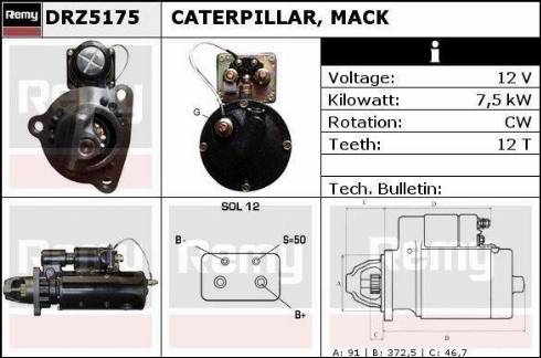 Remy DRZ5175 - Starter autospares.lv