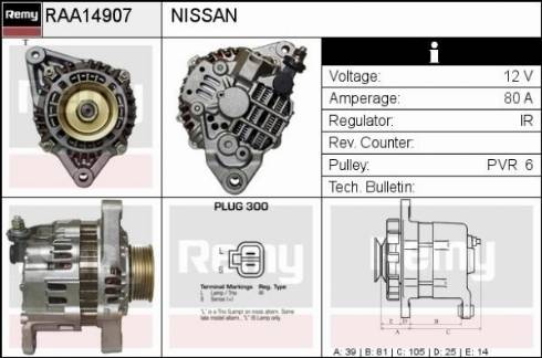 Remy RAA14907 - Alternator autospares.lv