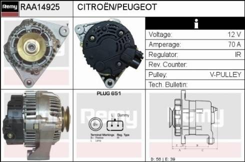 Remy RAA14925 - Alternator autospares.lv