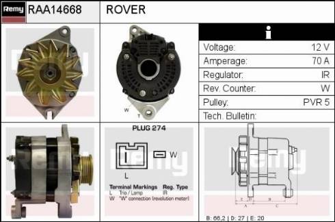 Remy RAA14668 - Alternator autospares.lv