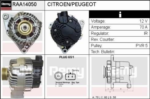 Remy RAA14050 - Alternator autospares.lv