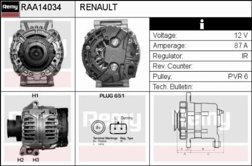 Remy RAA14034 - Alternator autospares.lv