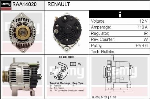 Remy RAA14020 - Alternator autospares.lv
