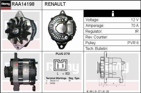 Remy RAA14198 - Alternator autospares.lv